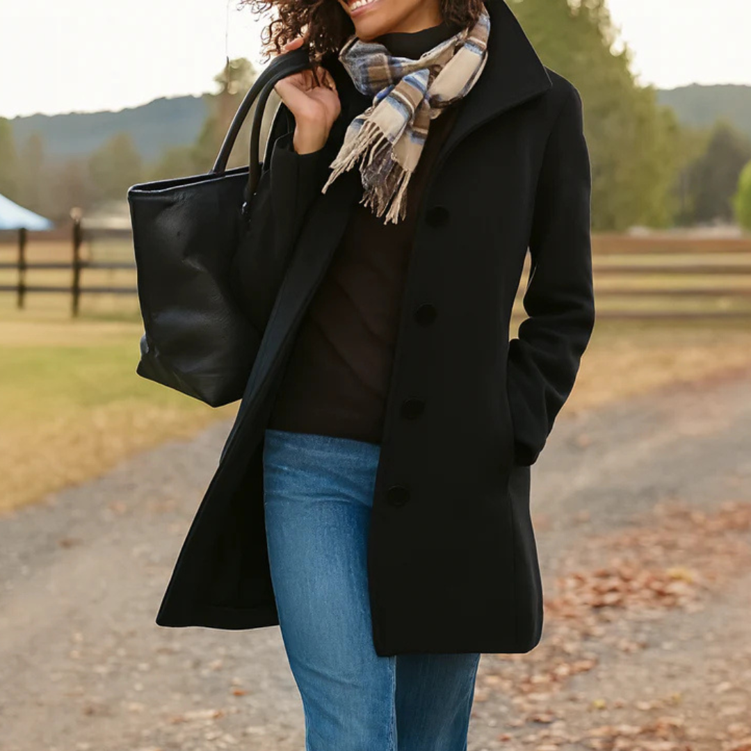 Margot | Women's Classic Notch-Lapel Button-Front A-Line Coat
