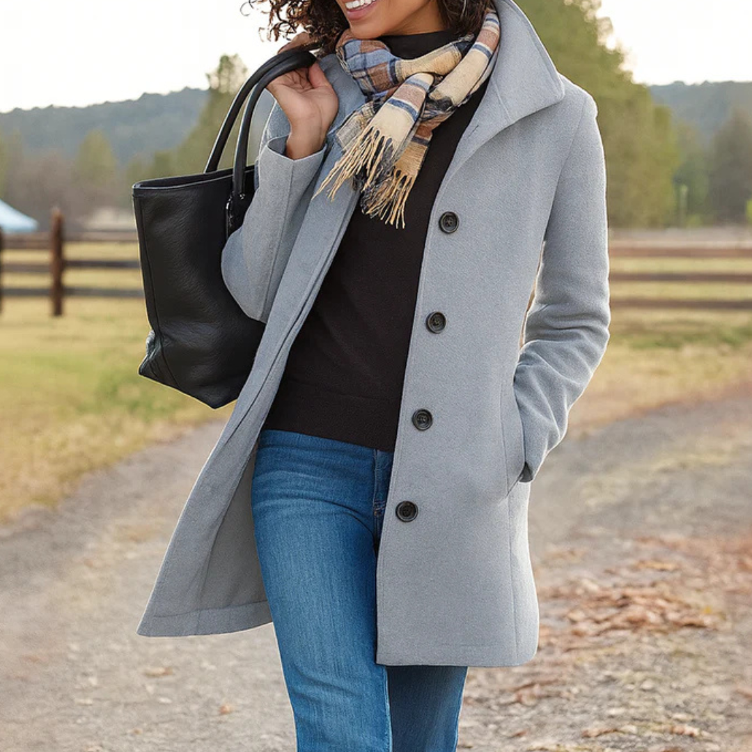 Margot | Women's Classic Notch-Lapel Button-Front A-Line Coat