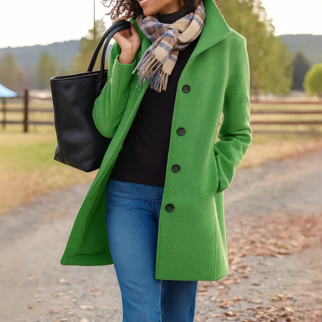Margot | Women's Classic Notch-Lapel Button-Front A-Line Coat