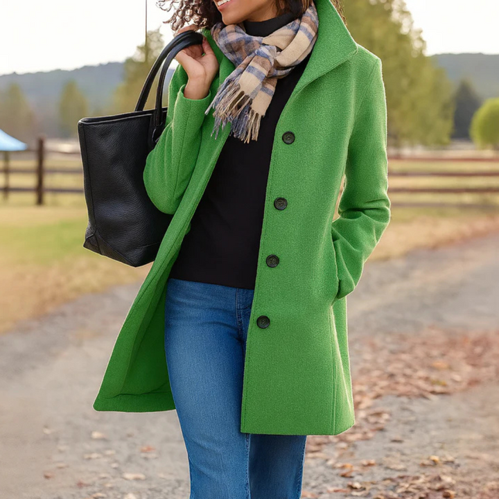 Margot | Women's Classic Notch-Lapel Button-Front A-Line Coat