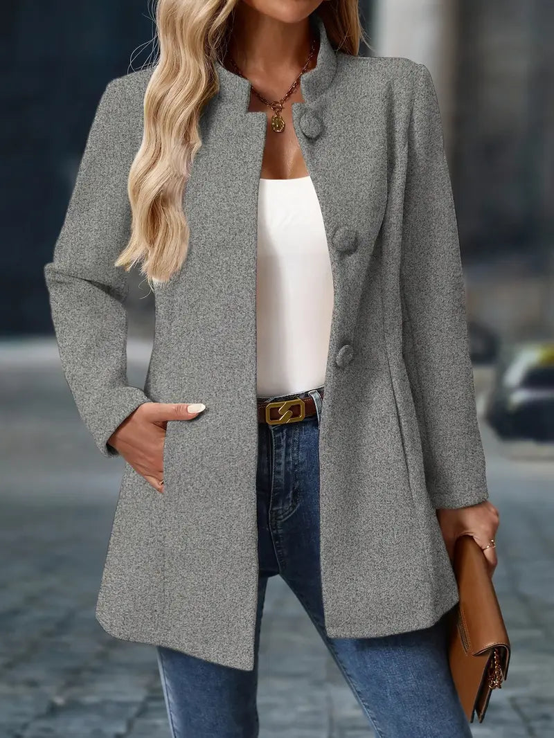 Margot | Women's Classic Notch Lapel Button Front Longline Overcoat