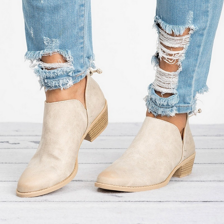 Marlowe | Women's Pointed-Toe Slip-On Block Heel Ankle Boots