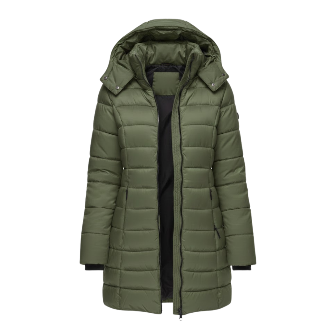 Mathilde | Women's Slim Hooded Quilted Midi Puffer Coat