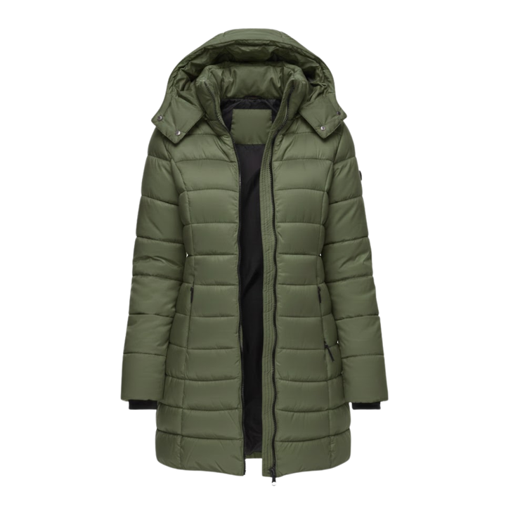 Mathilde | Women's Slim Hooded Quilted Midi Puffer Coat