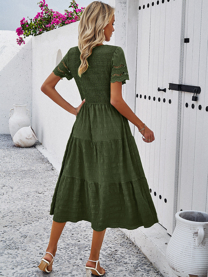 Leah | Smocked Flattering Midi Dress