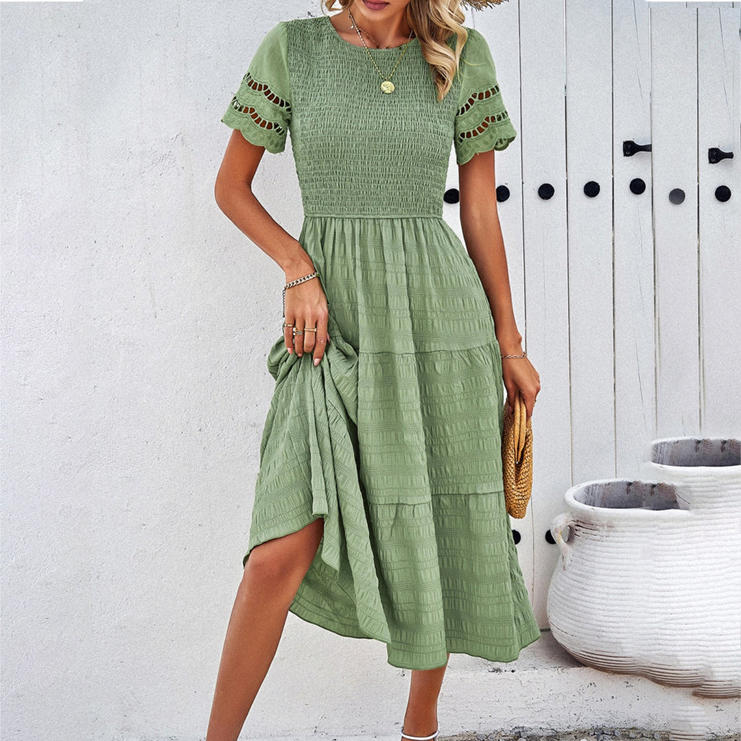 Leah | Smocked Flattering Midi Dress