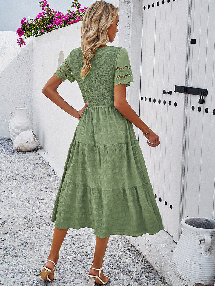 Leah | Smocked Flattering Midi Dress