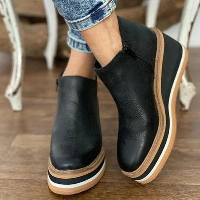 Paloma | Women's Casual Side-Zip Platform Wedge Ankle Boots