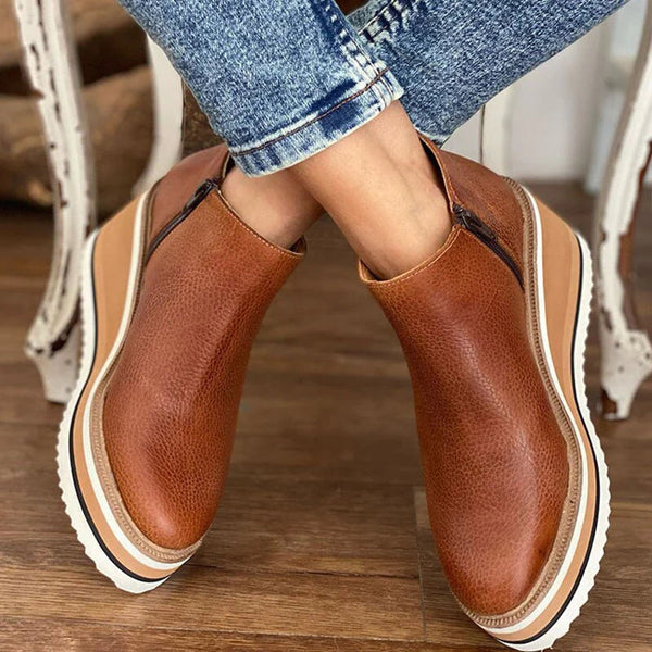 Paloma | Women's Casual Side-Zip Platform Wedge Ankle Boots