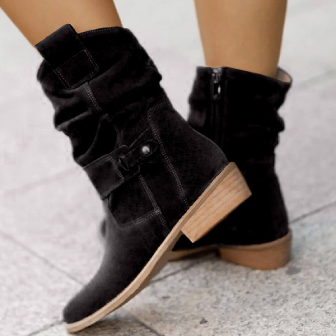 Remy | Women's Boho Slouchy Round-Toe Block-Heel Ankle Boots