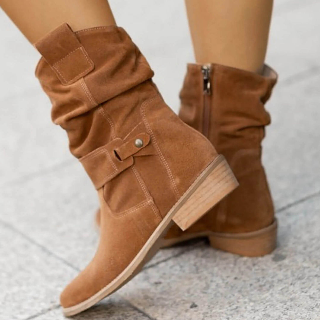 Remy | Women's Boho Slouchy Round-Toe Block-Heel Ankle Boots