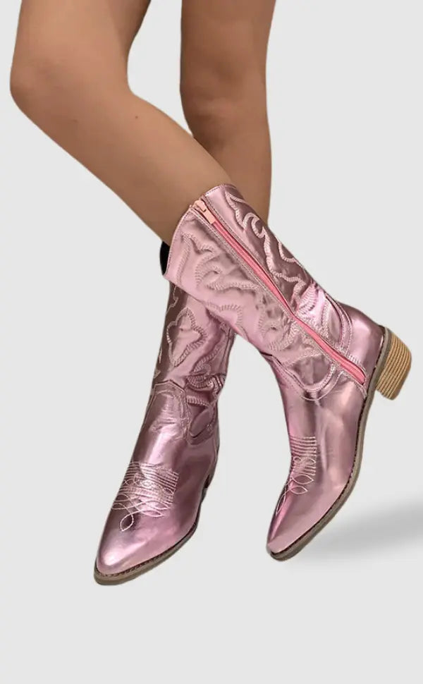 Sienna | Women's Metallic Embroidered Pointed-Toe Cowboy Boots
