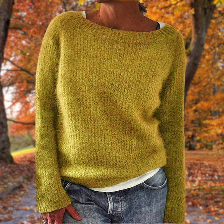 Signe | Women's Oversized Boat-Neck Long Sleeve Knit Sweater