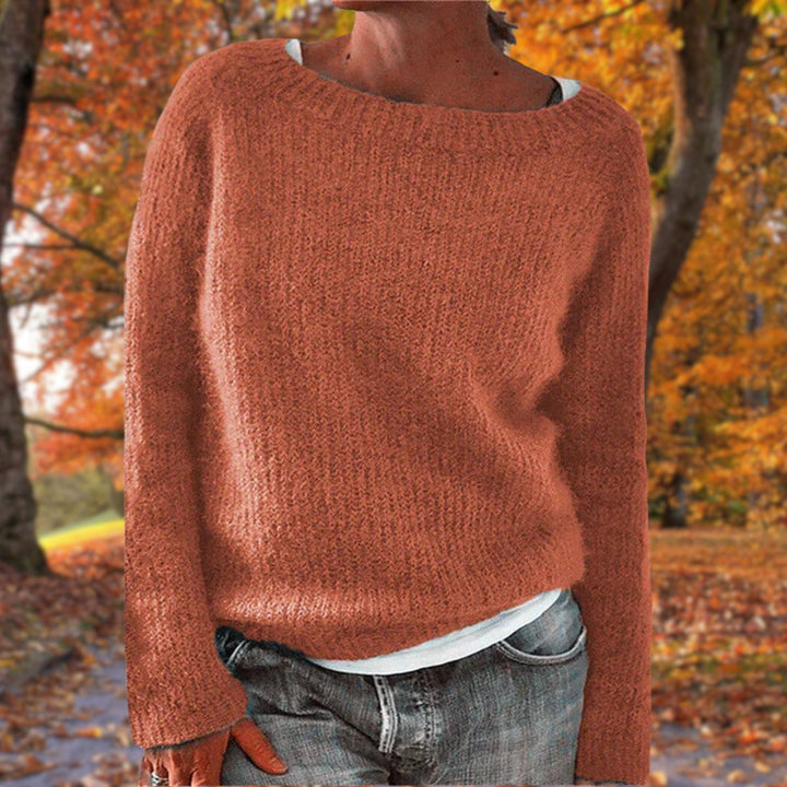 Signe | Women's Oversized Boat-Neck Long Sleeve Knit Sweater