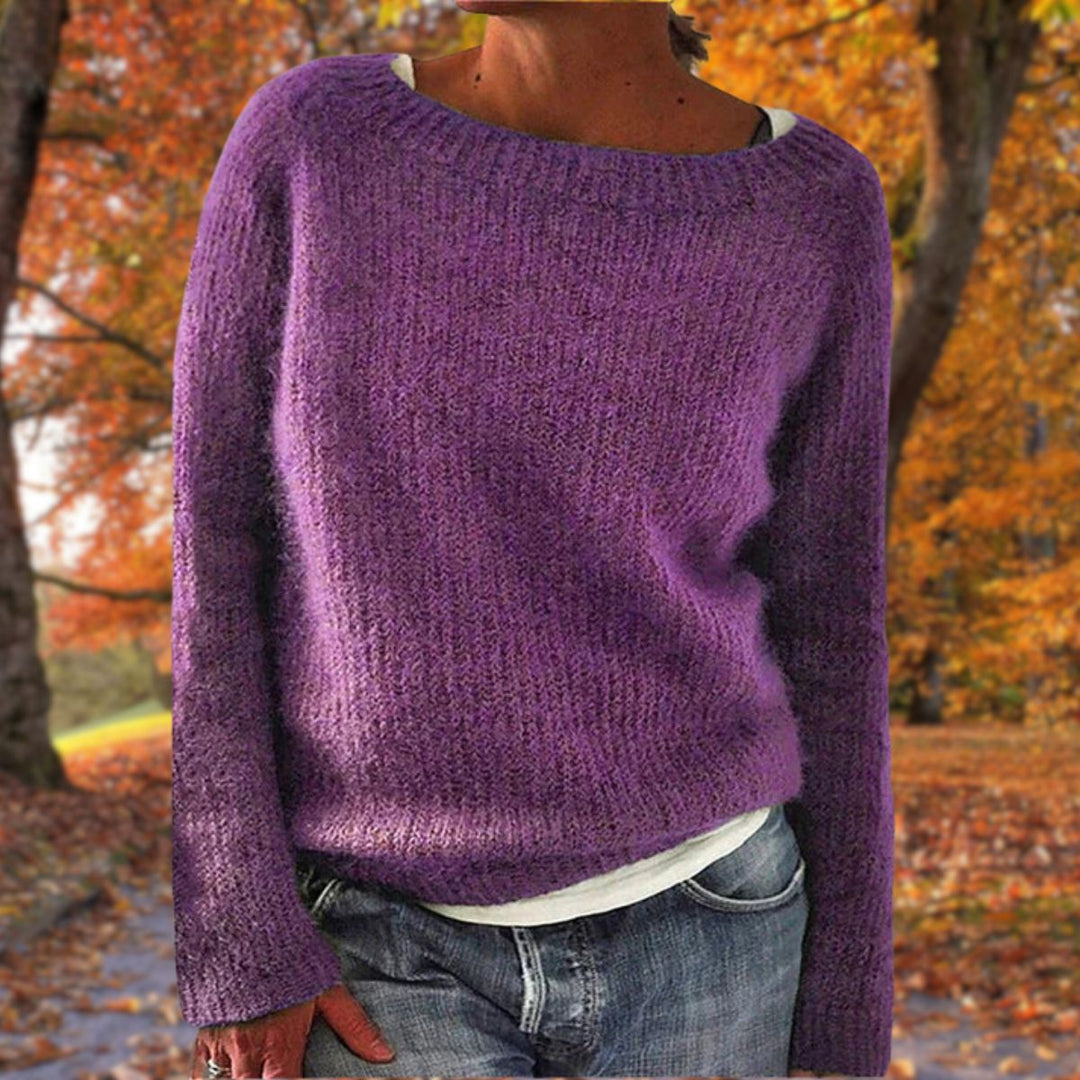 Signe | Women's Oversized Boat-Neck Long Sleeve Knit Sweater
