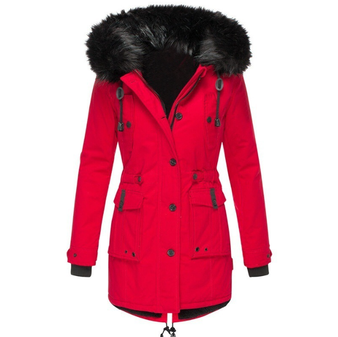 Sigrid | Women's Faux Fur Hood Button Drawstring Longline Parka