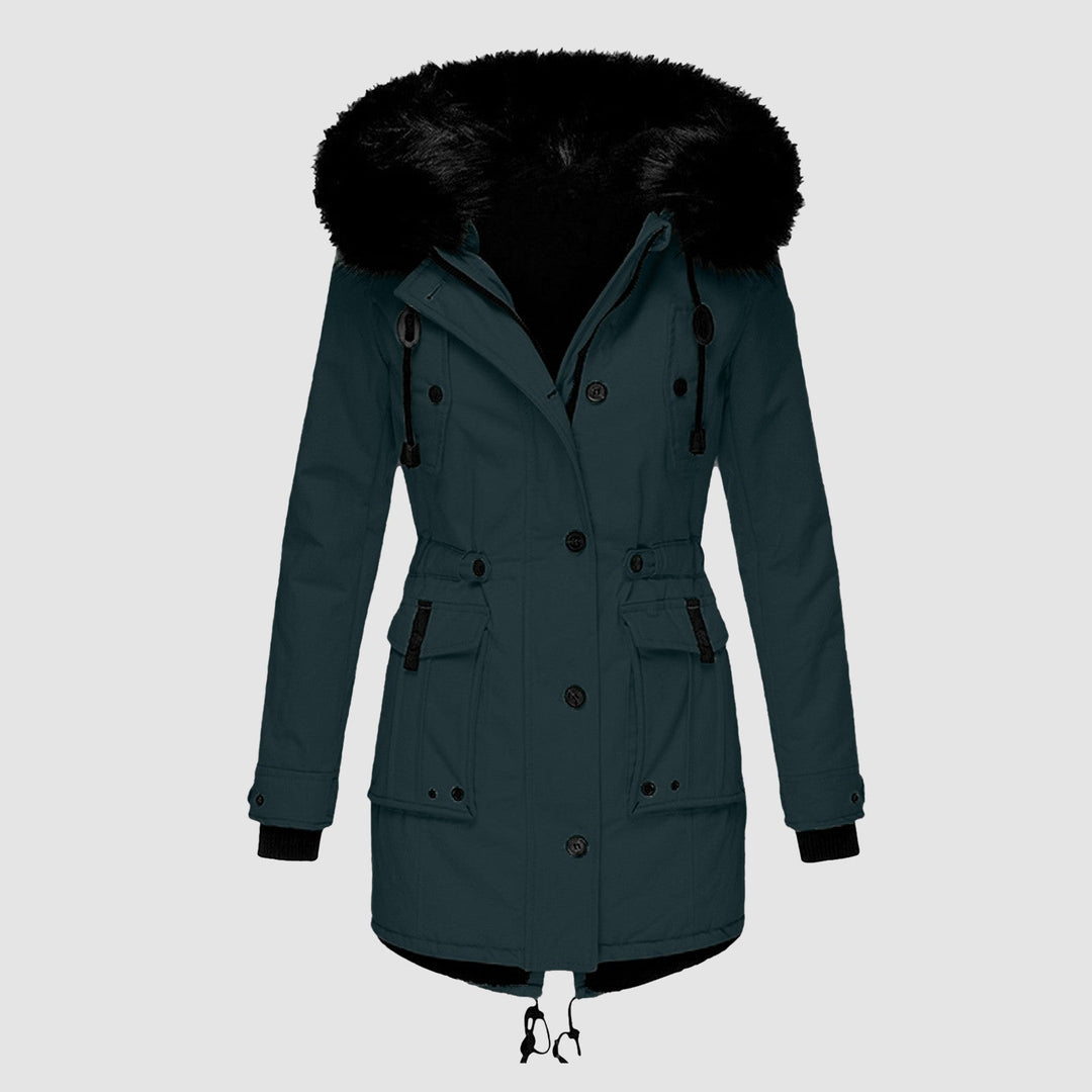 Sigrid | Women's Faux Fur Hood Button Drawstring Longline Parka