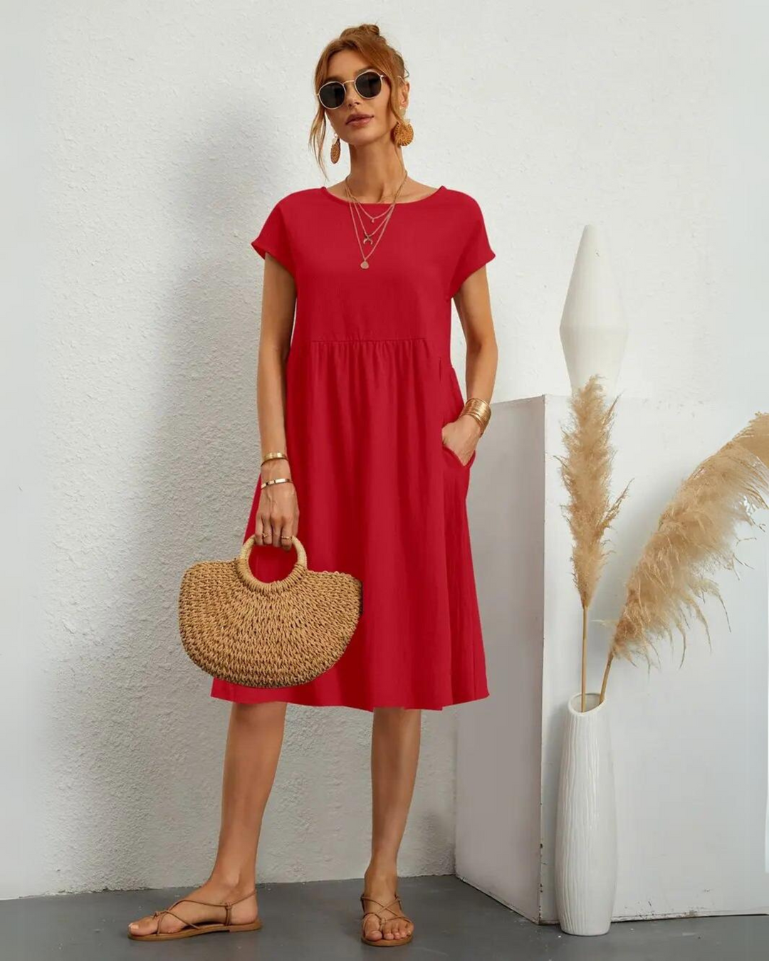 Milla - O-Neck Casual Summer Loose Fit Dress