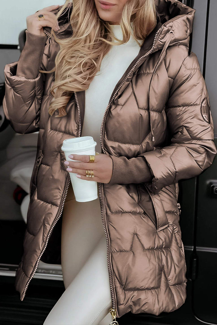 Vera | Women's Oversized Hooded Quilted Mid-Length Puffer Coat