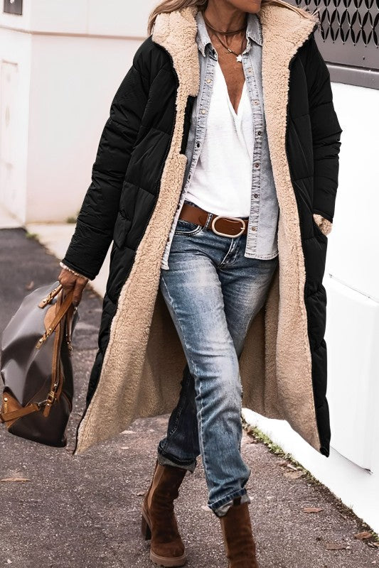 Vivienne | Women's Oversized Open-Front Teddy-Lined Maxi Coat