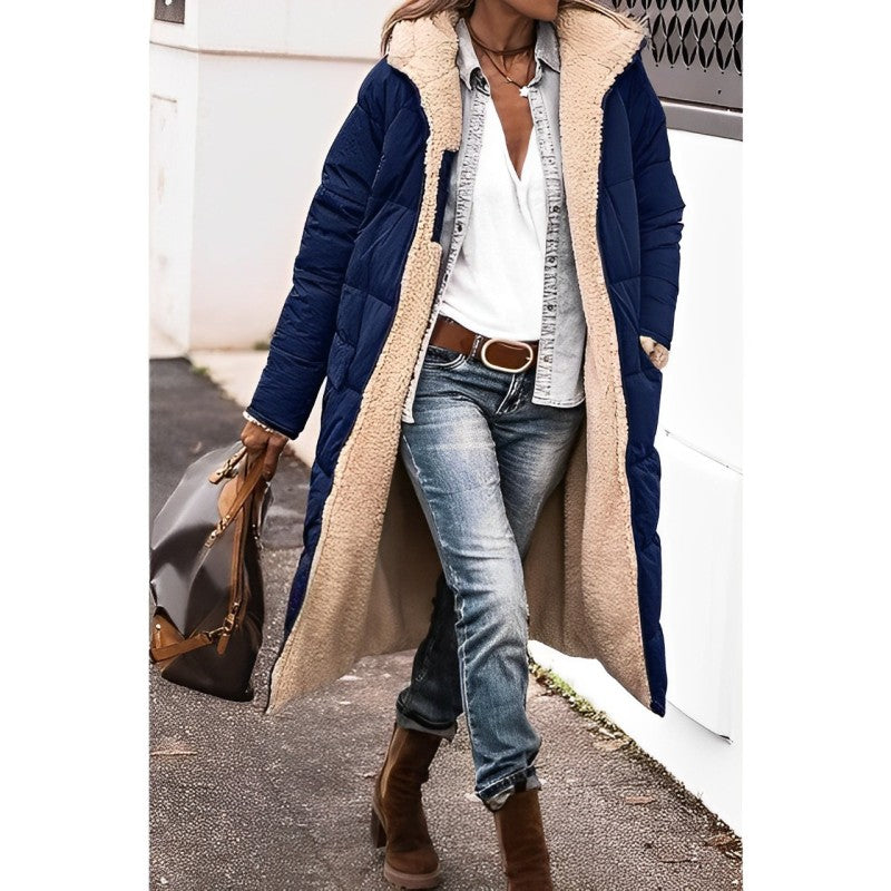 Vivienne | Women's Oversized Open-Front Teddy-Lined Maxi Coat