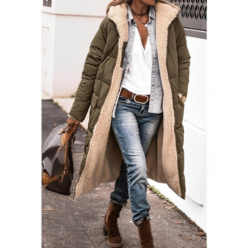 Vivienne | Women's Oversized Open-Front Teddy-Lined Maxi Coat