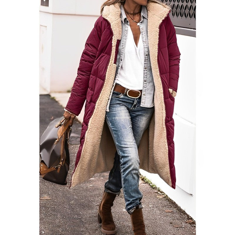Vivienne | Women's Oversized Open-Front Teddy-Lined Maxi Coat
