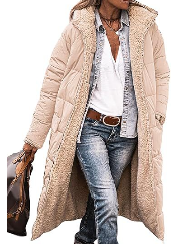 Vivienne | Women's Oversized Open-Front Teddy-Lined Maxi Coat