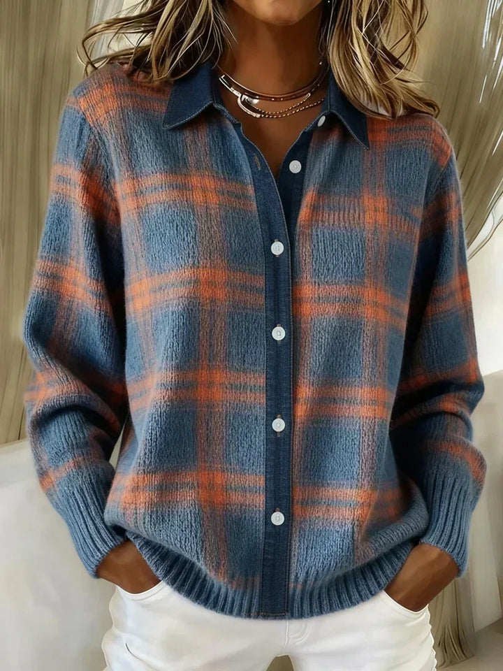 Willa | Women's Oversized Plaid Button-Down Long Sleeve Cardigan