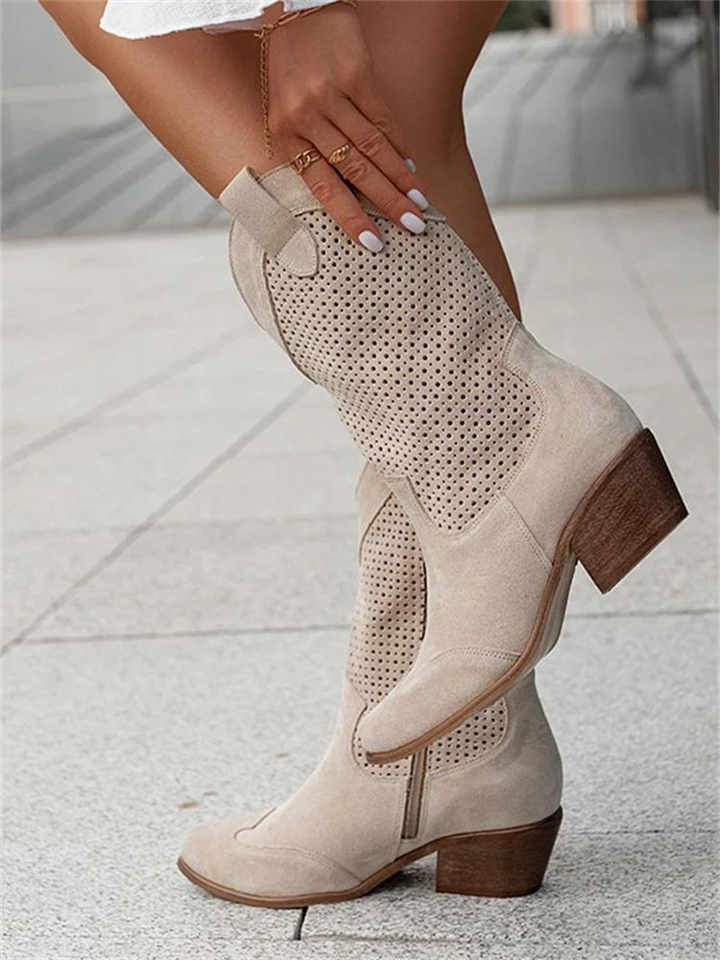 Willa | Women's Western Perforated Pointed-Toe Block-Heel Cowboy Boots