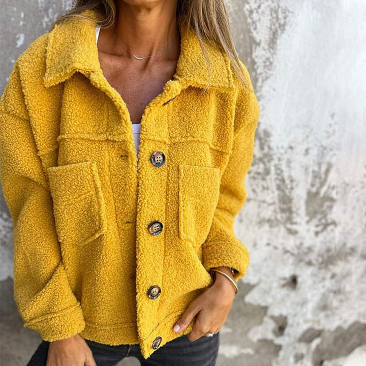 Wren | Women's Cozy Button Front Patch Pocket Teddy Jacket