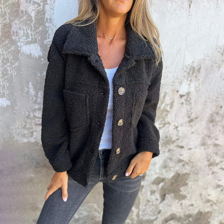 Wren | Women's Cozy Button Front Patch Pocket Teddy Jacket