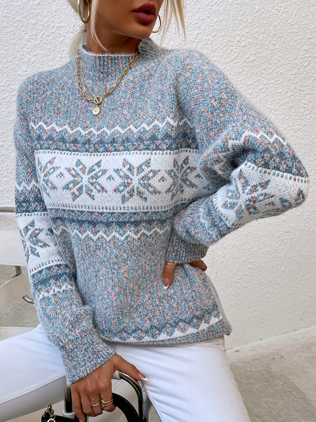 Sabine | Women's Fair Isle Mock Neck Sweater