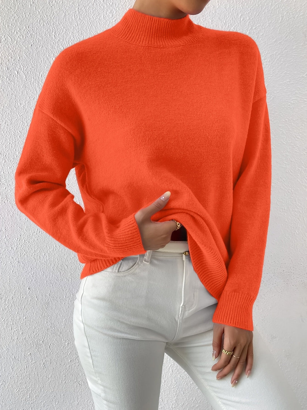 Sabrina | Women's Mock Neck Drop Shoulder Sweater
