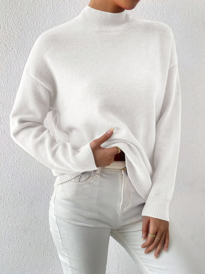 Sabrina | Women's Mock Neck Drop Shoulder Sweater