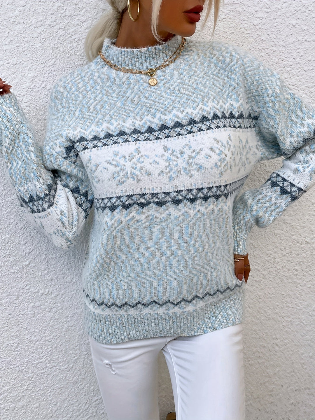 Sabine | Women's Fair Isle Mock Neck Sweater