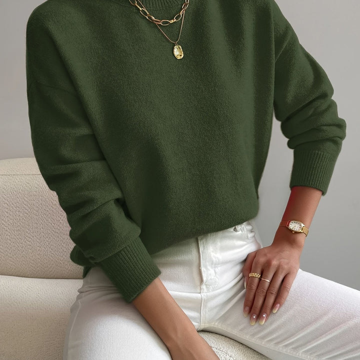 Sabrina | Women's Mock Neck Drop Shoulder Sweater