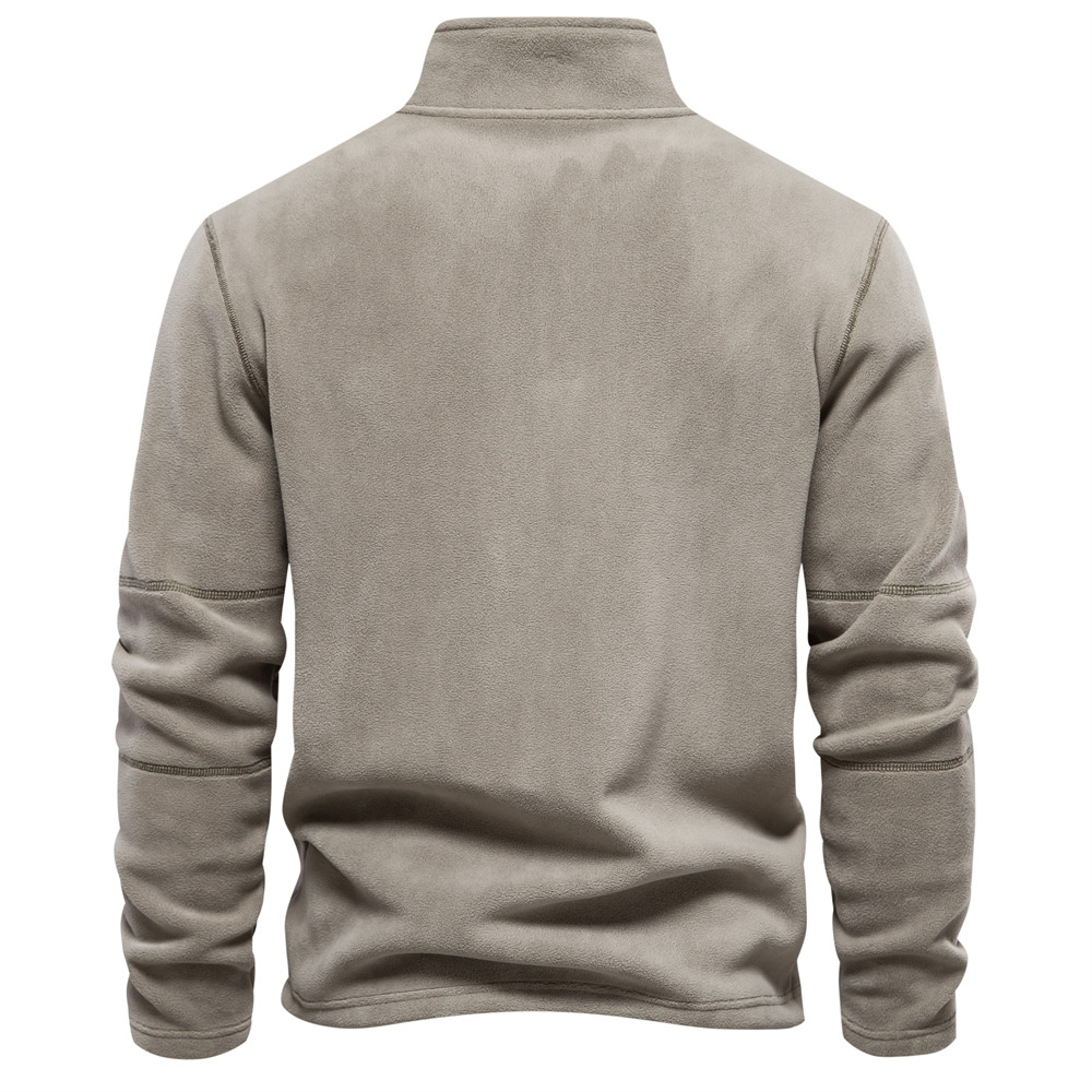 Callum classic quarter-zip pullover in beige, back view