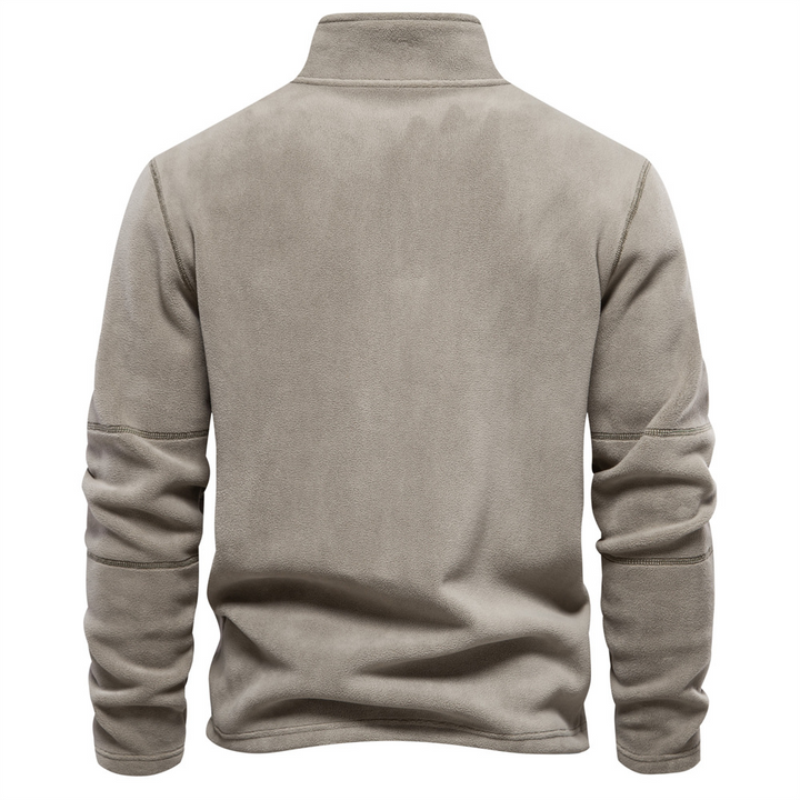 Callum classic quarter-zip pullover in beige, back view