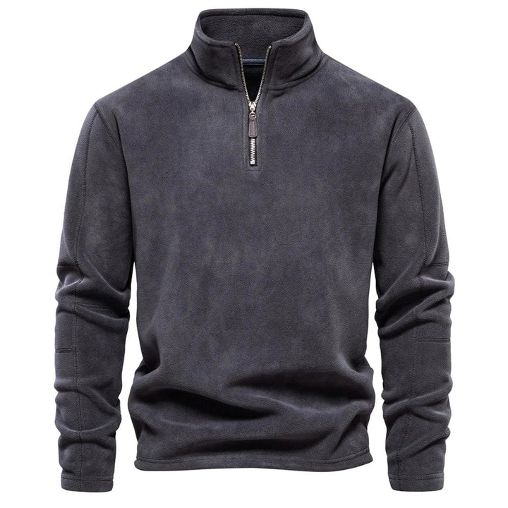 Callum classic quarter-zip pullover in light blue, front view