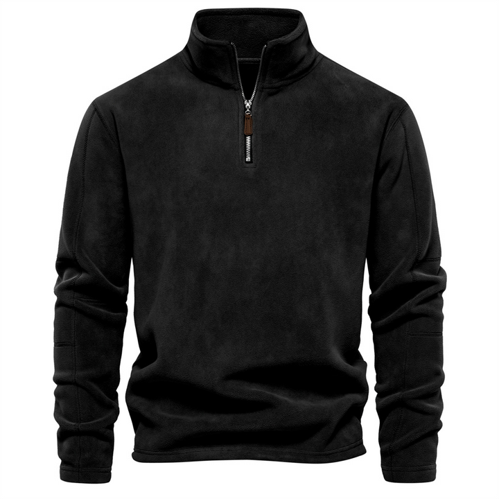 Callum classic quarter-zip pullover in light blue, front view