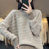 Coraline | Women's Striped Mock Neck Sweater