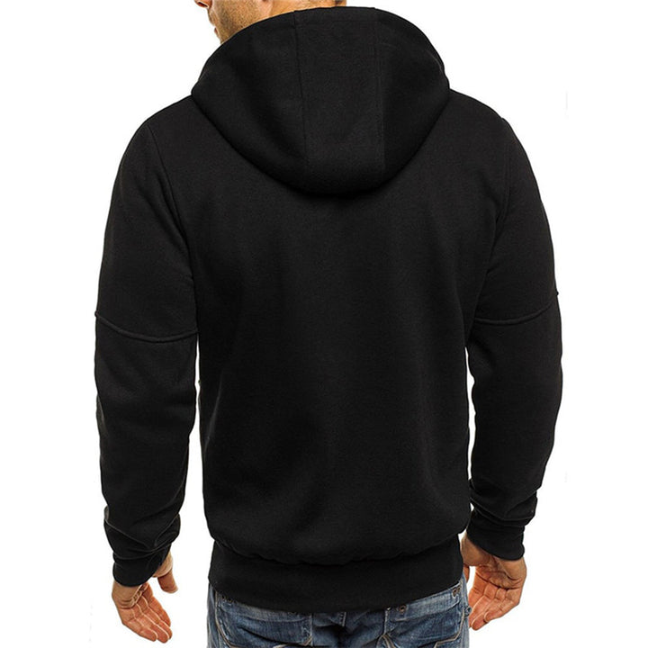 Desmond black zip-up hoodie, back view