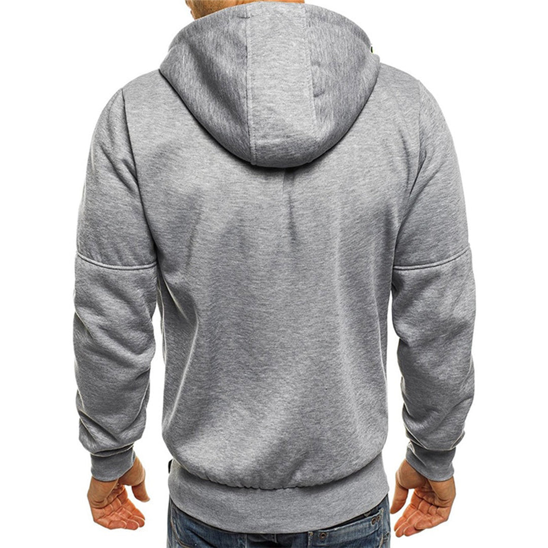 Desmond light gray zip-up hoodie, back view