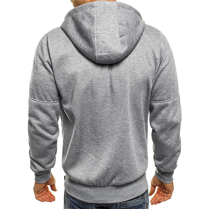 Desmond light gray zip-up hoodie, back view