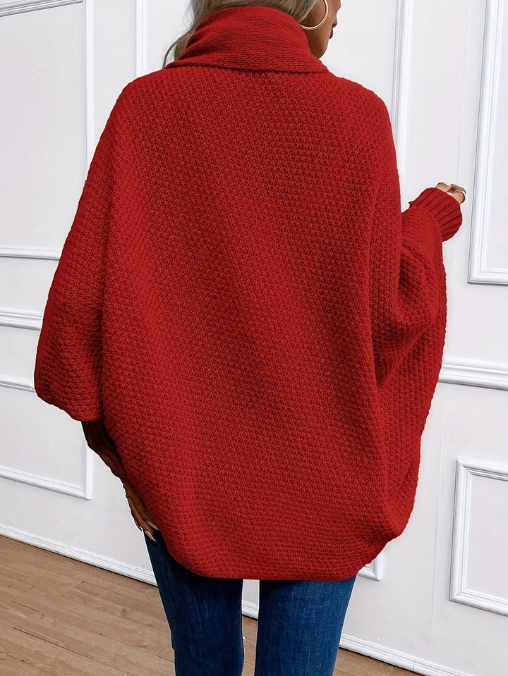 Harlow draped shawl collar cardigan in red, back view
