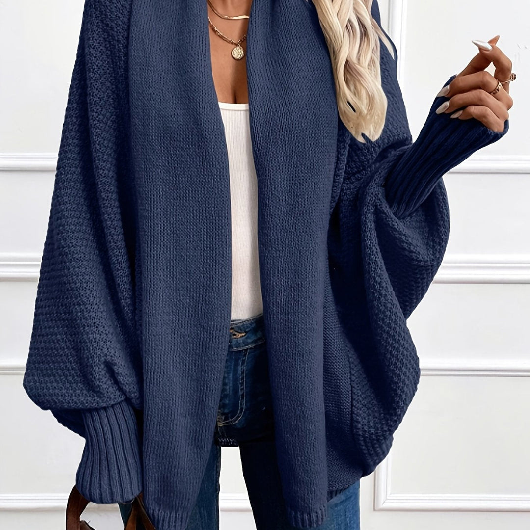 Harlow draped shawl collar cardigan in navy, front closeup