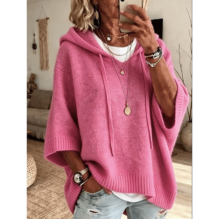 Harlow hooded sweater in pink, front view