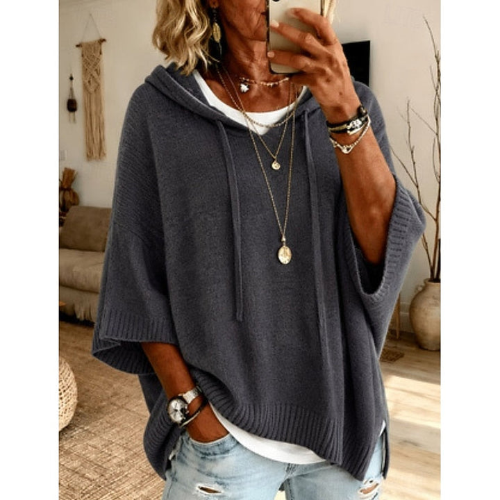 Harlow hooded sweater in dark grey, front view