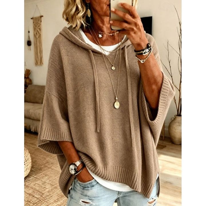 Harlow hooded sweater in khaki, front view
